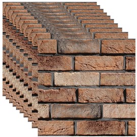 Veczom 3D Wall Panels Peel and Stick, 10 Pack 3D Waterproof Self-Adhesive Wallpaper PVC Wall Panels Brick Stone for Living Room,Interior, Lobby Bedroom Office Decorate(Large Red Stone)