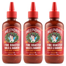 Melinda’s Fire Roasted Garlic & Habanero Hot Sauce - Craft Hot Sauce with Slow Roasted Garlic, Roasted Habanero Peppers, Lime Juice - Richy & Smoky Habanero Hot Sauce 12oz, 3 Pack