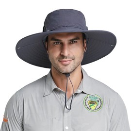 PivotWing Sun Hat Men's Wide Brim UPF 50+ Fishing Hat Waterproof Outdoor Fishing Hat, darkgray