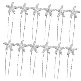Baluue 12pcs Rhinestone Star Hairpins for Women Lightweight Bridal Hair Accessories for Weddings Decorative Bobby U-shaped Hair Clips Elegant Metal