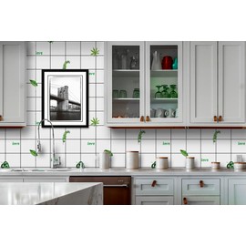 JZ·HOME Floral Peel and Stick Wallpaper 17.7"×9.8ft Green Tropics Leaves Grid Removable Self Adhesive Contact Paper for Kids Bedroom Backsplash Furniture Wall Decor