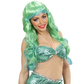 WIDMANN 04405 Mermaid Wig Green/Blue