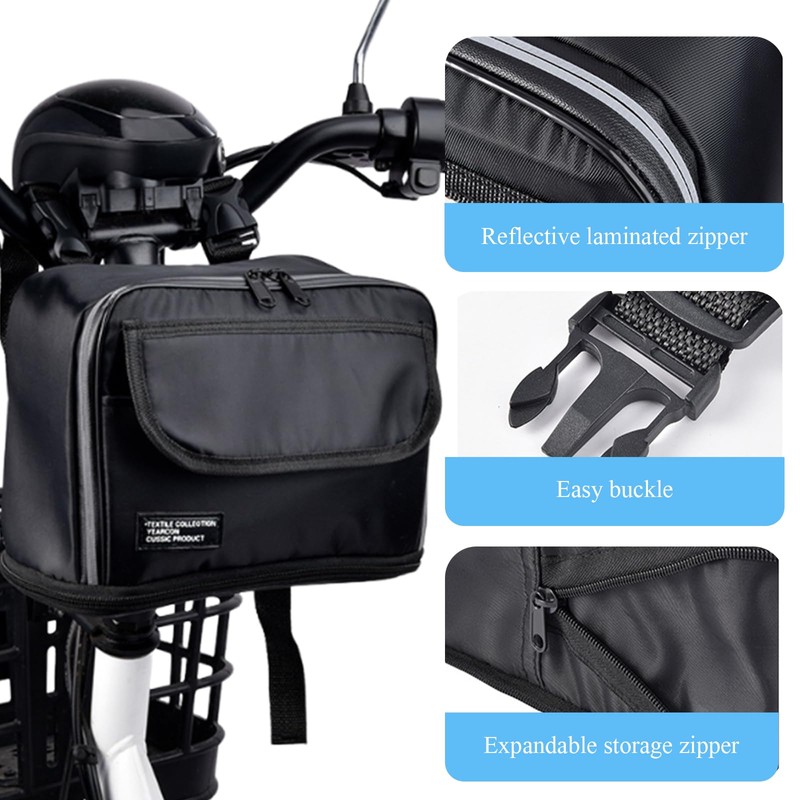 Yilceemy Bicycle Handlebar Bag, Waterproof Handlebar Bag, Waterproof Handlebar Adapter,