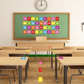 D4DREAM Line up Spots for Classroom Floor - 48Pcs 4'' Floor Numbers for Classroom Lining up Waterproof Puzzles Number Stickers for Kindergarten Preschool Elementary Back to School Teacher Supplies