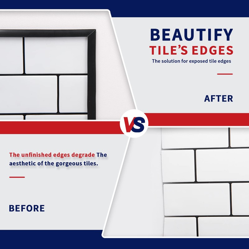 Art3dwallpanels 30 Ft Black Peel and Stick Trim for Backsplash