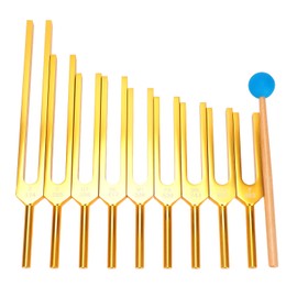 9 Pieces Tuning Fork Set, Aluminum Alloy Resonance Tuning Fork with Hammer Sound DNA Healing Therapy Tuning Fork for Healing 174Hz 285Hz 396Hz 417Hz 528Hz 639Hz 741Hz 852