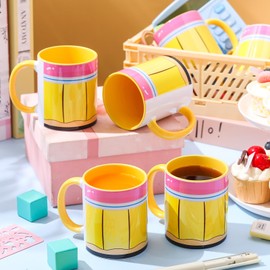 Didaey 6 Pcs Back to School Teacher Appreciation Gifts 11oz Crayon Pencil Notebook Line Coffee Cups Bulk First Day of Student Gifts Ceramic Coffee Mugs for Preschool Kindergarten(Pencil)