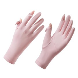 UV Schutz Vollfinger Handschuhe Damen Sommer Sonnenschutz Atmungsaktiv Touchscreen Handschuhe Sommerhandschuhe rutschfest Fahrradhandschuhe für Wandern Radfahren Golf Angeln (Pink-A)