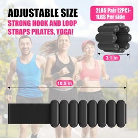 Wrist & Ankle Weights for Women, Wearable Strong Arm & Leg Weights Set of 2(1Lbs Each), Adjustable Ankle Weights for Walking, Yoga, Dance, Barre,Gym,Exercise,Pilates,Walking Running (black)