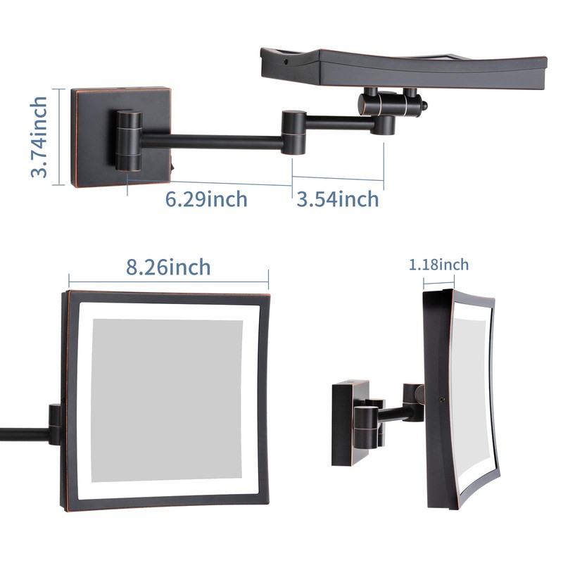 DOWRY LED Lighted 5X Magnifying Makeup Mirror with Plug,8Inch, Polished