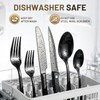 48 PCS NO-FADING Black Silverware Set with Steak Knives -