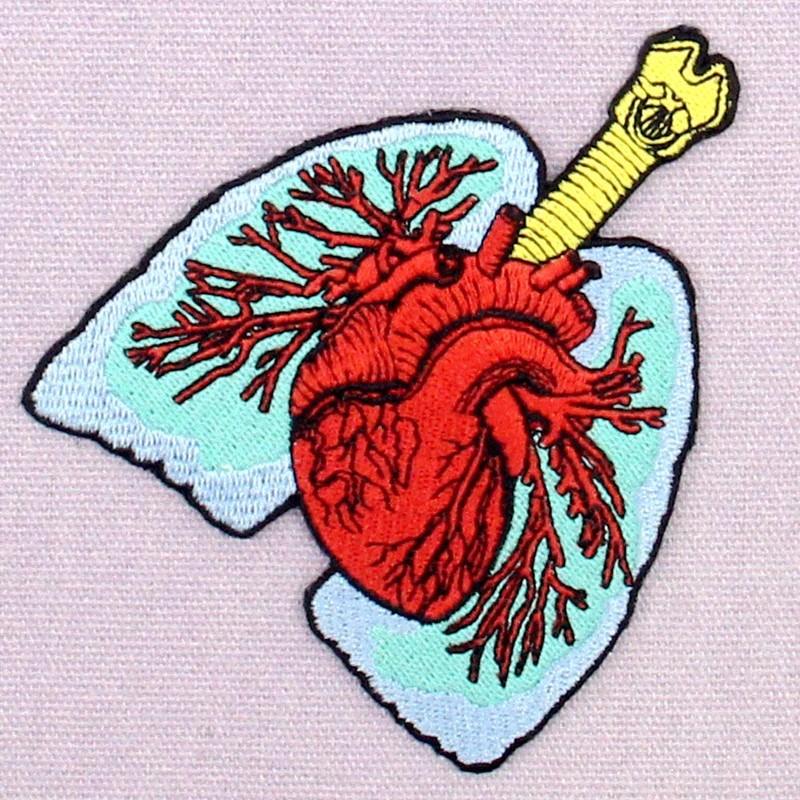 The Lungs and Heart Embroidered Badge Patch Iron or Sew