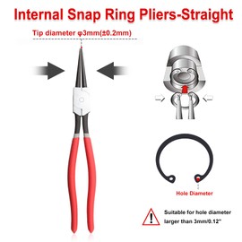 SPEEDWOX 13-Inch Snap Ring Pliers, Internal Retaining Ring Pliers Straight Jaws, Tip Diameter 0.12", Heavy Duty Circlip Pliers for Retaining Rings C Clip Install and Remove