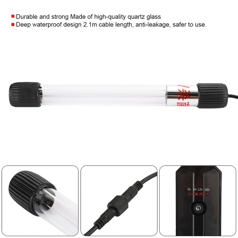 Fish Tank UV Timer Germicidal Lamp Aquarium Algae Lamp Amphibious