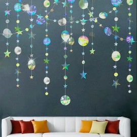 3PCS Star Moon Party Decorations: Hanging Crescent & Twinkle Star Streamers, Suitable for Kids' Room, 1st Birthday, Ramadan, Eid, Baby Shower, Wedding - Festive Banner Set