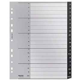 Leitz Index Folder Divider, 20 A-Z Tabs, A4, Extra Wide, 90% Recycled Plastic, Eco Friendly, Premium Quality, Recycle Range, 12190095, Black