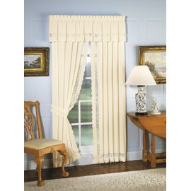 Today's Curtain, Hellina Tapework Panel Pair 84", Ecru, 4-Piece-Set, 80" W x 84" L