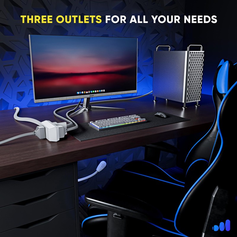 Maximm Cable 6ft 360° Rotating Flat Plug Extension Cord with