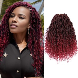 Curly Faux Locs Crochet Hair with Curls 8 Packs 10 Inch Short Goddess Locs Crochet Hair River Locs Crochet Braids Hippie Locs Boho Style Hair Extensions for Women(#T1B/BUG)