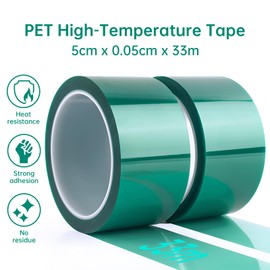 Resin Tape for Epoxy Resin Molding - 2 in W 110 FT L Green High Temperature Heat Resistant Adhesive Tape - Heat Transfer Tape for Heat Sublimation Press Vinyl - Easy Peel-Off Residue-Free