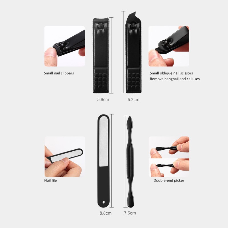 16pcs Stainless Steel Nail Clipper Eyebrow Scissors Pedicure Knife Manicure
