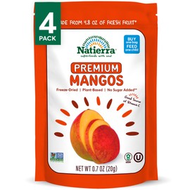 NATIERRA Premium Freeze-Dried Mango | Non-GMO & Vegan | 0.7 Ounce (Pack of 4)
