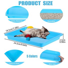 5Pcs Kitten Litter Box,Nonstick Plastic Kitten Litter Box Open Cat Litter Box,Plastic Cat Litter Trays Colorful Kitten Litter Pan Cat Waste Tray