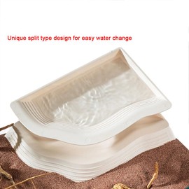 Reptile Ramp Water Bowl Dish Reptile Bathing Pool Feeding Dish Water Bowl with Ramp Aquarium Ornament for Gecko, Snake, Turtle, Bearded Dragon, Lizard Bath (White)