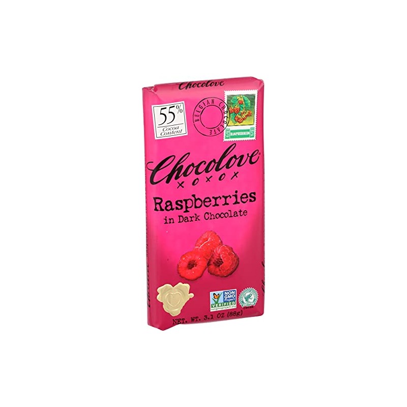 Chocolove Xoxo Raspberries In Dark Chocolate Bar -- 3.1 Oz