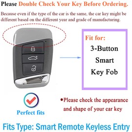 SANRILY Sliver-Edge Smart Key Fob Cover for VW Atlas Arteon Jetta Golf Alltrack Passat for Tiguan Skoda Kodiaq Superb A7 Accessories Keyless Key Case with Bling Leather Keychain Black