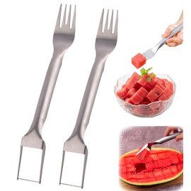 2 PCS Watermelon Cutter, Watermelon Slicer, 2-in-1 Watermelon Fork Slicer Cutter, Watermelon Cutter Slicer Tool, Stainless Steel Summer Fruit Cutter Watermelon