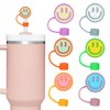 JarThenaAMCS 6PCS Smile Face Straw Covers - Cute Silicone Reusable