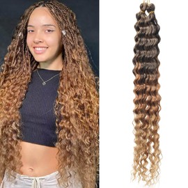 CTRLALT Ocean Wave Crochet Hair Bohemian Goddess Box Braids Crochet Hair Goddess Soft Locs with Curly Ends Curly Crochet Hair Extensions(24inch, 2pack, 2#1B/30/27)