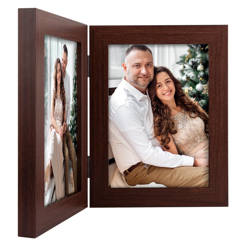 Frametory, 5x7 Double Picture Frame - Real Glass Hinged 2
