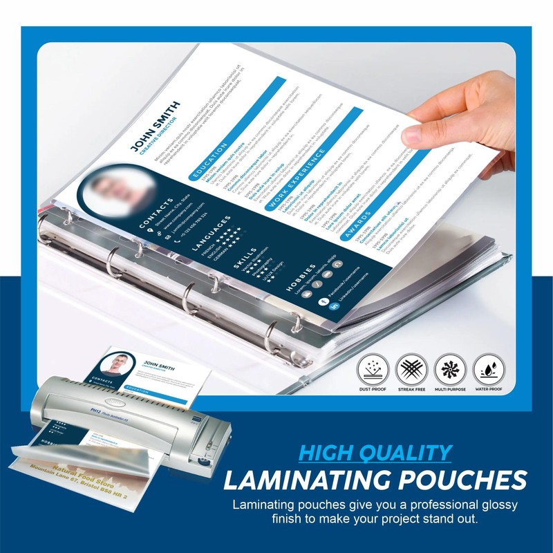 A4 Laminating Pouches 80 Micron Plastic Paper Clear Laminating Sheets