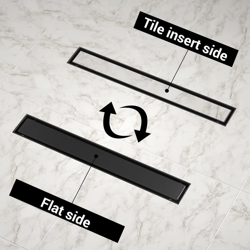 EXF Offset Linear Shower Drain 18 Inch Matte Black with