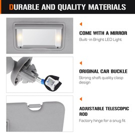 Sun Visor for Honda CRV 2017-2022, Left Driver Side Grey SunVisor Replacement 83280TLAA12ZB