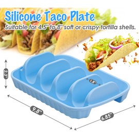 Webake 3 Pack Silicone Taco Plate, Reusable Divided Taco Holder Plate, Large Taco Trays for Taco Tuesday & Beyond, Effortlessly Portable & Dishwasher-Safe