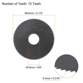 QUARKZMAN Circular Saw Blades 63 mm x 16 mm x 0.4 mm 72 Teeth Nitride Coated High-Speed Steel (HSS) Milling Tools for Aluminium Alloy Metal Plastic Wood Pack of 2