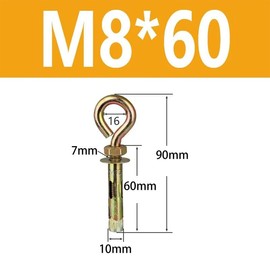M8 Expansion Anchor Bolts In 5pcs,60MM Eye Shield Bolts Expansion Screw Bolts for Concrete Wall Fixings,Heavy Duty Sleeve Anchors Ring Lifting Eyebolts with Closed Hooks