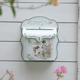 SenJchicwd Vintage Wall Mount Mailbox for Outside Metal Decor Mailboxes Antique Style Nostalgic Charm for Home Door Garden Farmhouse House Decorations (White)