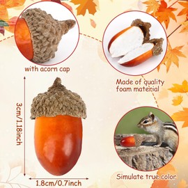 JULBEAR 80 Pack Artificial Acorns, Natural Fake with Acorn Cap for DIY Crafting Autumn Thanksgiving Festival Decoration Christmas Tree DIY Home Table Decor (Light Color)