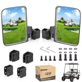 10L0L No-Drill Golf Cart Mirrors - Universal Fit for Yamaha, EZGO, Club Car | Foldable & Vibration-Proof