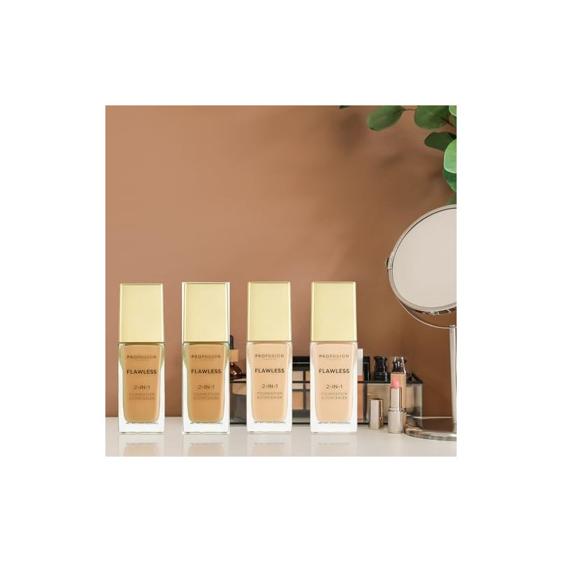 Profusion Cosmetics Flawless 2-In-1 Foundation and Concealer, Full Coverage