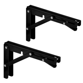 SOTECH Pair of Heavy Duty Folding Brackets (200 x 120 mm, Black, Load Capacity up to 150 kg) Wall Bracket for Wall Mounting