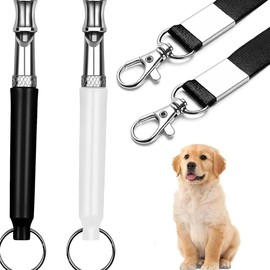 Visxcnu Dog Whistle 2 Pieces, Dog Whistle High Frequency Silent, Dog Whistle Recall, Stop Barking and Train Your Dog with a Lanyard (Black + White)