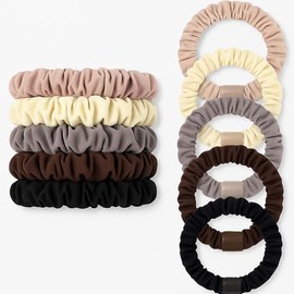 Soft Scrunchies for Women: 5-Pack No Crease Hair Ties Scrunchy with Elastic Hair Bands - Cute Ponytail Holder Hair Accessories for Girls Students - Thick Thin Curly Hair Home School Sports Use