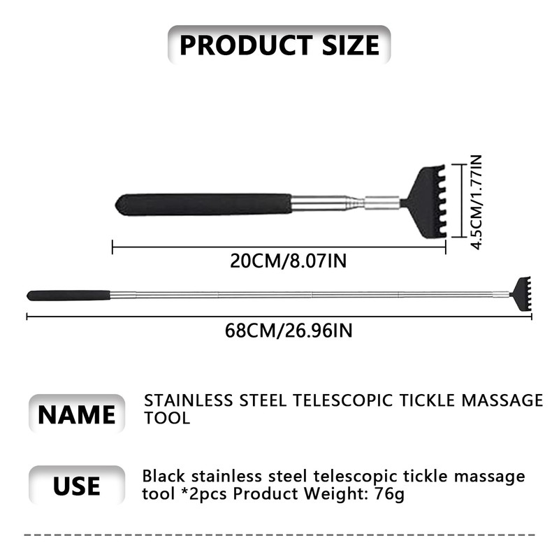 Pack of 2 Stainless Steel Back Scratchers, Robust Scratching Hand