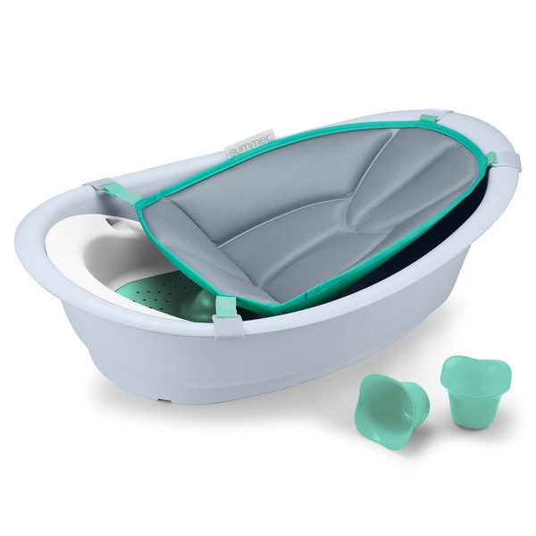 Summer Gentle Support Multi-Stage Tub - For Ages 0-24 Months - Includes Soft Support, Two Bath Toys, A Hook for Storage and Dying, and a Drain Plug