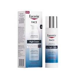 Eucerin Face Immersive Hydration Night Cream with Hyaluronic Acid and Provitamin B5, Ultra-Lightweight Face Moisturizer Smooths Fines Lines and Wrinkles, 2.5 Oz BottleF
